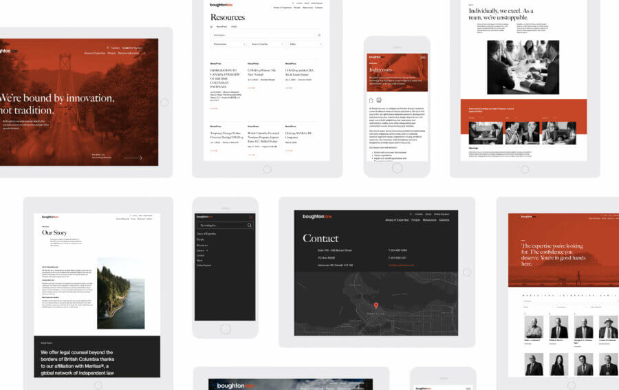 Website mockups from Boughton Law's website.